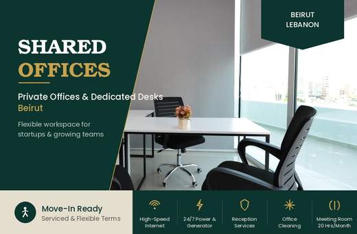 Shared offices and private desks for rent in Beirut — Cedar Keys Estates Ref. 1188