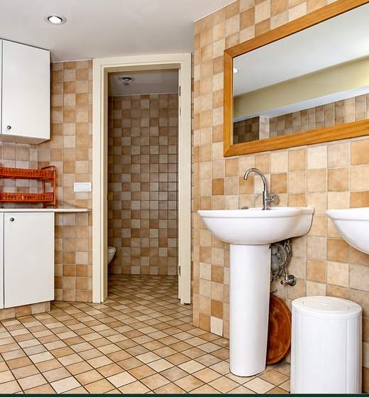 Bathroom with twin basins serving the office, Downtown Beirut — Ref. 1192